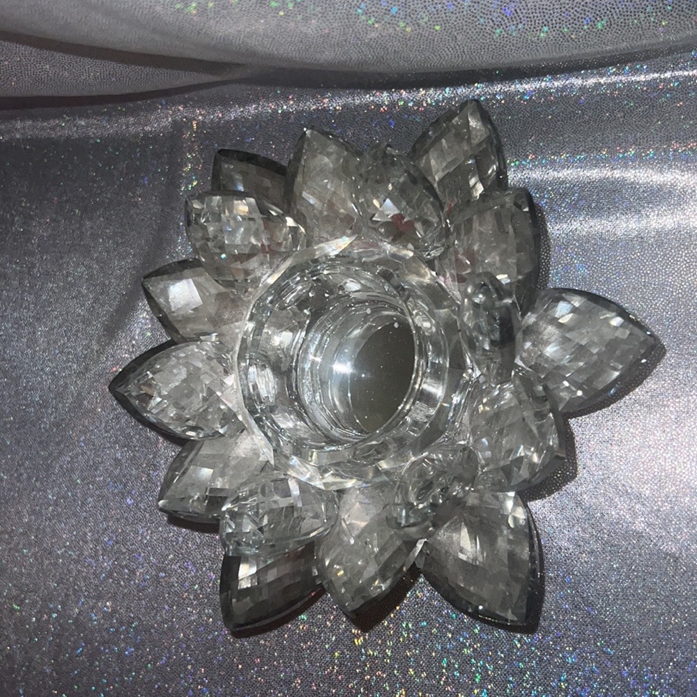 Crystal tea light holder shiny silver mirrored stunning luxury candle decor - Picture 3 of 5
